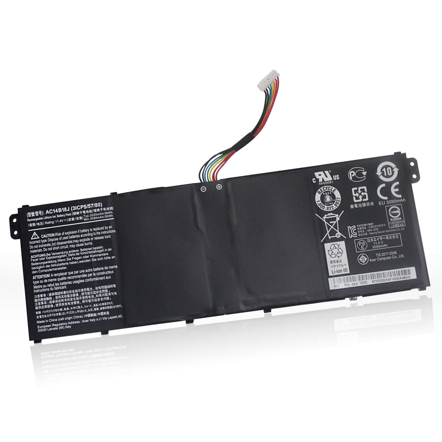 Batteria Acer AC14B8K 48Wh Per Aspire E Swift | 15.2V 6 Celle, Compatibile Con ES1, E5, R3, R7, A515, SF314 E Nitro 5